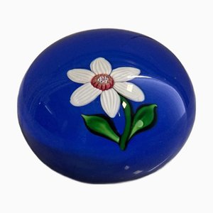 Saint-Louis XXE Sl White Flower Paperweight, 1980s
