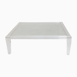 Table Basse Carrée en Verre Acrylique avec Plateau en Verre de Fabian, Rome