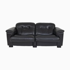 Divano a due posti DS-101 in pelle nera di De Sede