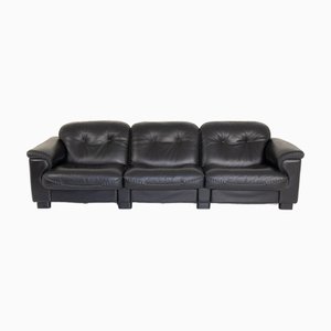 Divano a tre posti DS-101 in pelle nera di De Sede