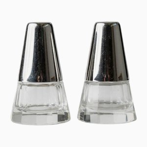 Vintage Salz- und Pfefferstreuer aus Versilbertem Glas & Glas, 1950er, 2er Set
