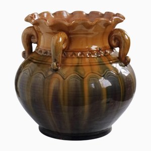 Vase Festonné en Céramique avec Poignées Recourbées de Lettonie, 1960s