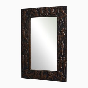 Italian Copper Relief Wall Mirror, 1970s