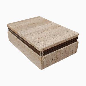Boîte Rectangulaire Vintage en Travertin par Enzo Mari dans le style de Fratelli Mannelli, Italie, 1970