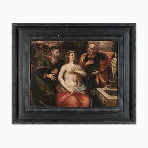 Ecole Flamande d'Artiste, Personnages, 17ème Siècle, Huile sur Panneau, Encadrée