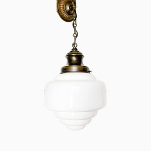 Lampada vintage in vetro opalino, Francia, anni '30