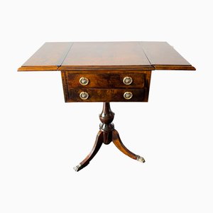 Table d'Appoint Pembroke Antique avec Pieds Griffes en Laiton