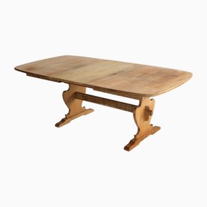 Brutalist Extendable Dining Table in Oak by Henning Kjærnulf, 1960s