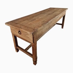 Mesa de trabajo francesa antigua de castaño