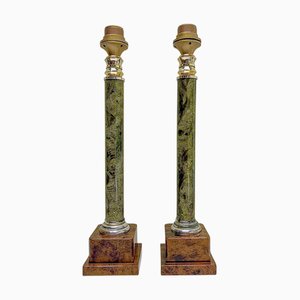 Säulen-Tischlampen aus Kunststoff in Marmoroptik, 1970er, 2er Set