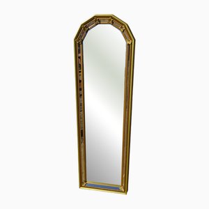Golden Mirror with Beaded Frame and Fleur-De-Lys, 1980s