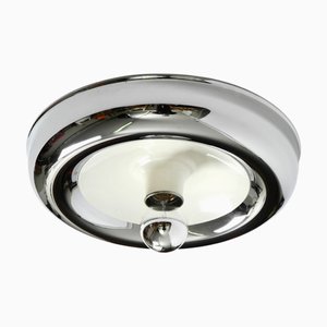 Space Age Round Metal Chrome Wall Lamp, Italy, 1960s
