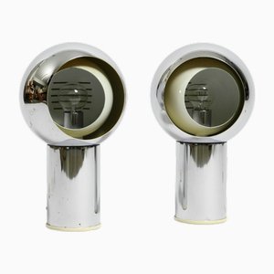 Große Mid-Century Space Age Tischlampen aus Chrom, Italien, 1960er, 2er Set