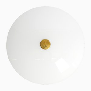 Lampada da soffitto grande Gela 55 in vetro opalino di Florian Schulz, anni '80