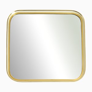 Mid-Century Modern Zier-Form Wall Mirror with Heavy Brass Frame by Münchener Zierspiegel, 1950s