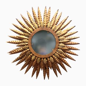 Vintage Deckenlampe aus Metall mit Sonnenschliff, 1950er