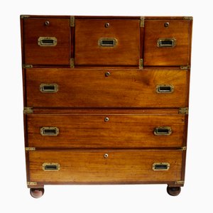 Antiker Militär-Kampagnensekretär aus Teak, 1860er