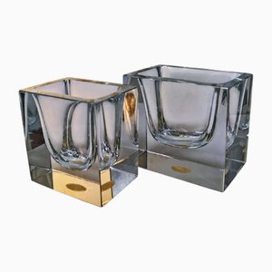 Rectangular Transparent Ashtray in Murano Glass by Flavio Poli for Seguso, 1960s, Set of 2