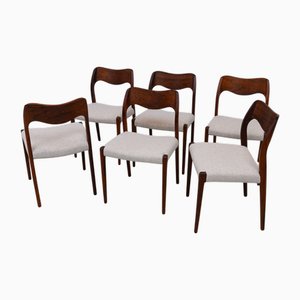 Danish Rosewood Chairs Model 71 by Niels O. Møller for J.L. Møllers, 1970s, Set of 6