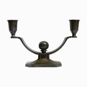 Portacandela Art Déco in Diskometal di Just Andersen, Danimarca, anni '30.