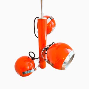 Lámpara colgante holandesa vintage en naranja con focos giratorios de Herda, años 60