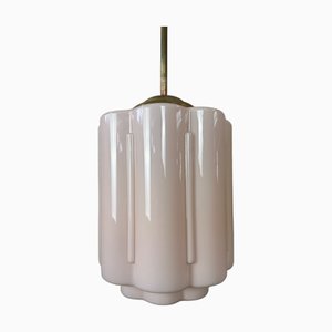 Art Deco Lampe aus Rosé Opalglas