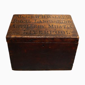 Antike Militärtruhe aus Kiefernholz, 1860er