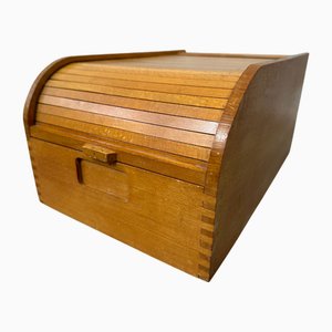Boîte d'Archives à Volet Roulant Vintage en Hêtre