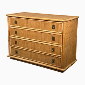 Wicker and Bamboo Chest of Drawers by Dal Vera, 1970s