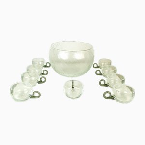 Set de Perforatrices Vintage en Verre Transparent et Gris, 1970s, Set de 10