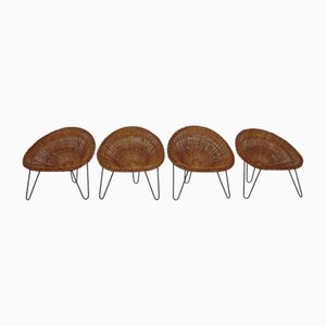 Deutsche Mid-Century Stühle aus Bambus, 1950er, 4er Set