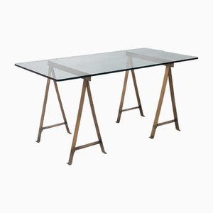 Esstisch Modell Cavalletto aus Messing von Luigi Caccia Dominioni, 1970er