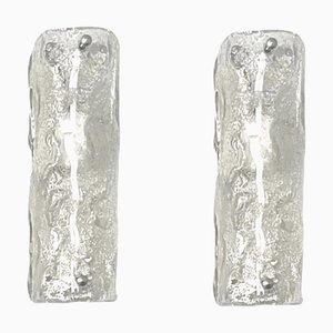 Appliques Murales Mid-Century Moderne en Verre de Murano Transparent, Italie, 1970s, Set de 2