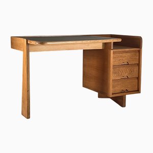 Oak Desk Student Model attributed to Guillerme Et Chambron for Votre Maison, France