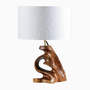 Tischlampe aus Olivenholz, Frankreich, 1950er