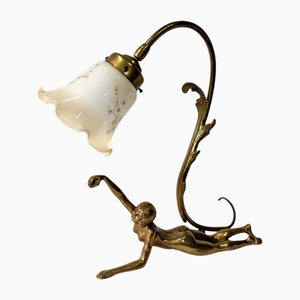Vintage Art Deco Nude Lady Lampe aus Bronze, 1930er