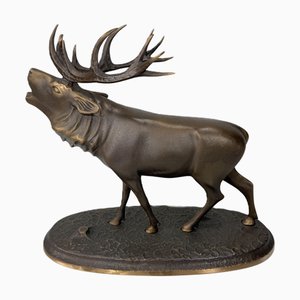 Large Elk or Stag Sculpture, 1970s, Bronze