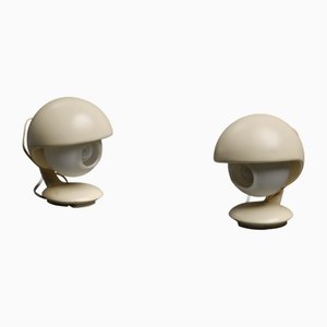 Visor-Form Table Lamps with Opaline Glass, 1960s, Set of 2