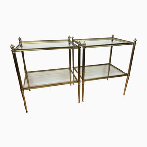 Vintage Beistelltische aus Messing & Glas, 1940er, 2er Set