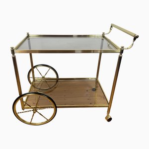 Chariot de Bar Vintage en Laiton et Verre, 1960s