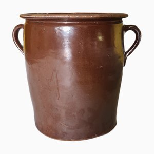 Brauner Brocante Aufbewahrungsbehälter aus Steingut, 1920er