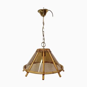 Lampe à Suspension Vintage en Bambou, 1970s
