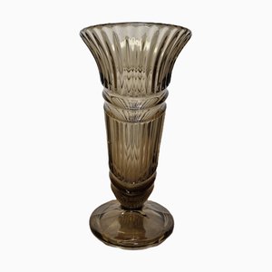 Vase Art Déco en Verre Fumé, 1930s