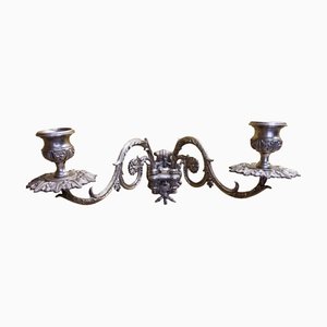 Candelabro de pared antiguo de latón, década de 1890