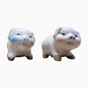 Vintage Porcelain Salt and Pepper Pigs, 1970s, Set of 2