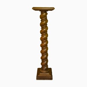 Large Louis XII French Walnut Barley Twisted Pillar, 1870s