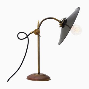 Lampada da scrivania in ottone e smalto marrone porpora, Francia