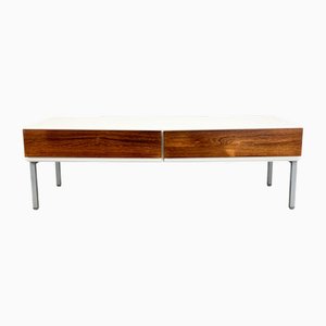 Small Vintage Chest of Drawers in White Lacquered with Rosewood by Flötotto, 1960s