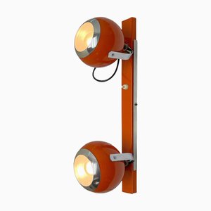 Orange Space Age Wandlampe mit doppeltem Augapfelpunkt, 1970er