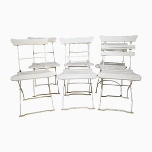 Chaises de Jardin Vintage en Bois et Métal, France, 1950s Set de 6